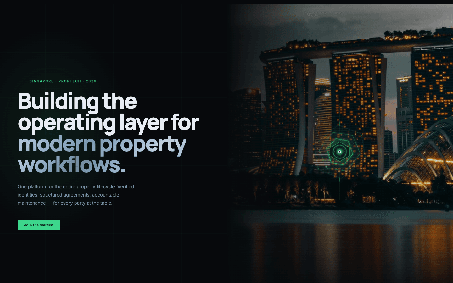 Singulyr launch site showing the Singapore property platform positioning and early-access call to action.